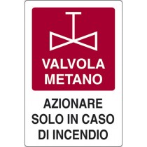CARTELLO VALVOLA METANO / ALLUMINO CM.18X12